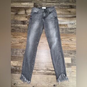 FRAME Le High Skinny Jeans 26 Gray Frayed Hem High Rise